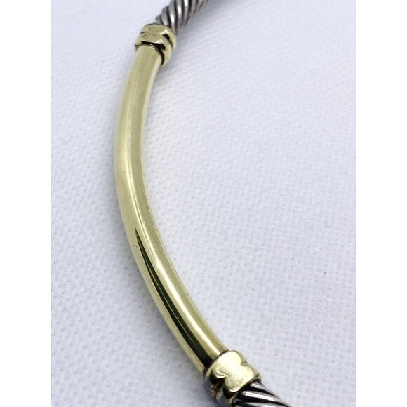 David Yurman Metro Diamond Cable 15.5" Choker Necklace Silver 14k Gold - Picture 7 of 11